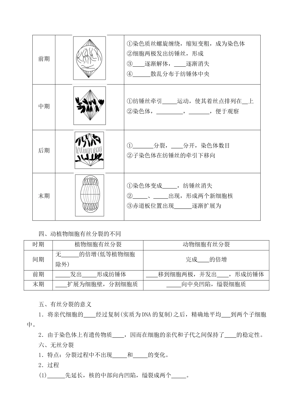 高中生物必修1 6.1 细胞的增殖-2022-2023学年高一生物上学期课后培优分级练（2019人教版必修1）（原卷版）.docx