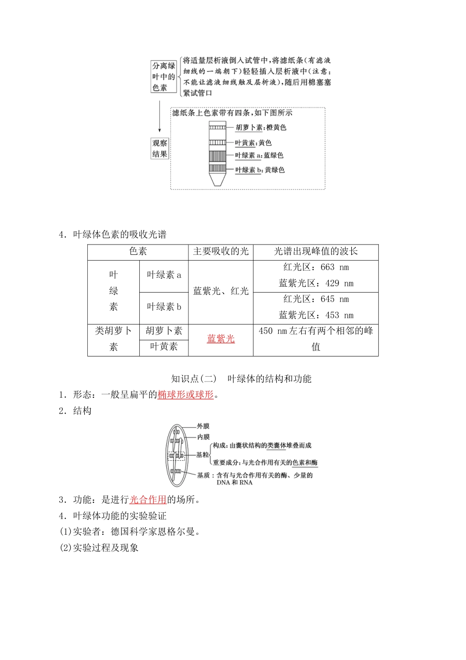 高中生物必修1 5.4.1 捕获光能的色素和结构-2022-2023学年高一生物上学期课后培优分级练（2019人教版必修1）（解析版）.docx