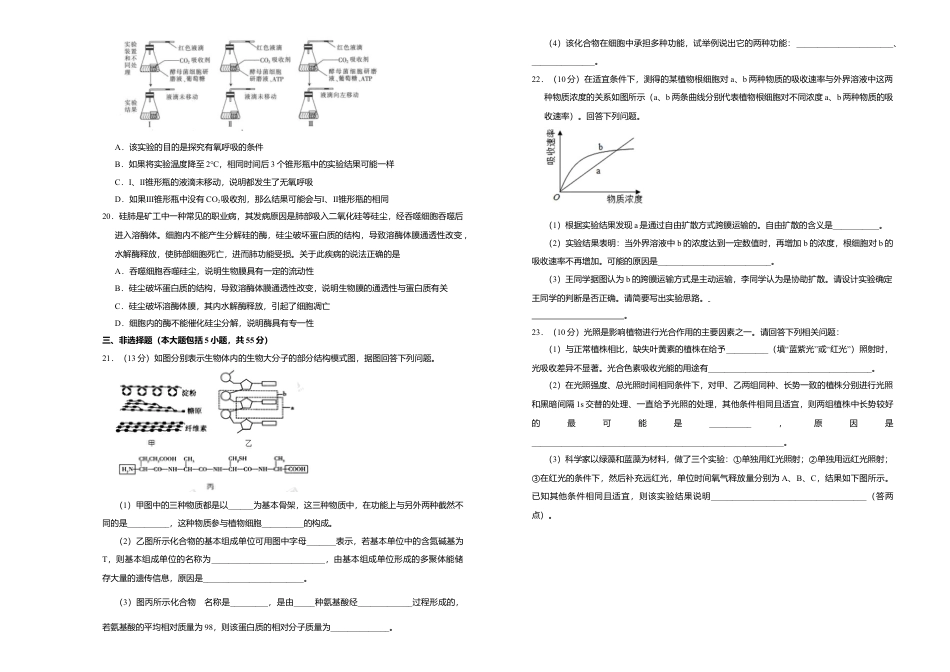 高中生物必修1 高一期末备考金卷 生物（B卷）.doc