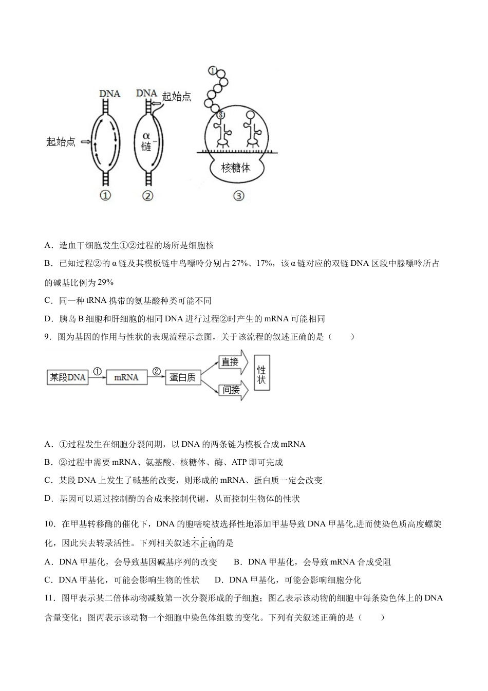高中生物必修2 期末押题02-高一生物下学期期末专项复习（人教版2019必修2）（原卷版）.docx