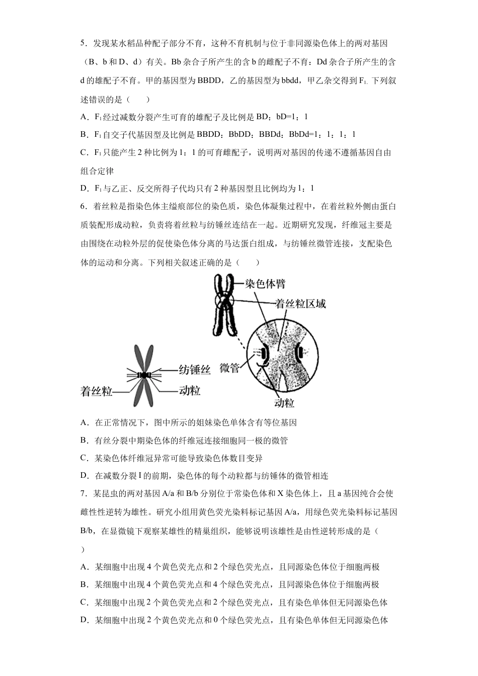 高中生物必修2 期末冲刺卷1-【冲刺期末】高一生物下学期期末拔高冲刺卷（2019人教版）（原卷版）.docx