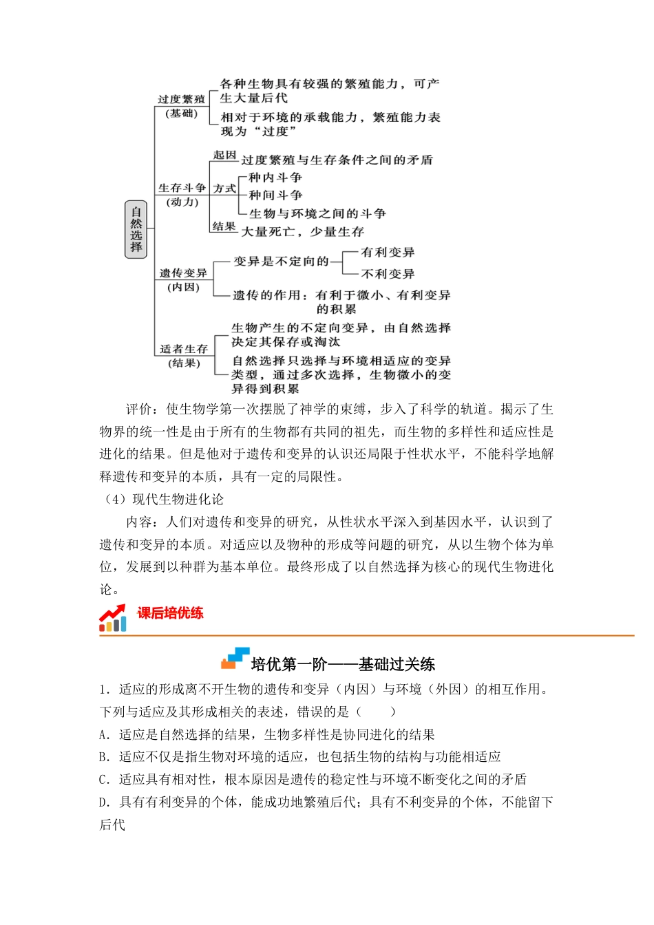 高中生物必修2 6.2 自然选择与适应的形成（解析版）.docx