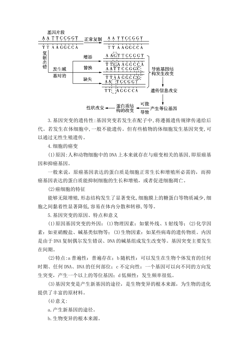高中生物必修2 5.1 基因突变及其他变异（原卷版）.docx