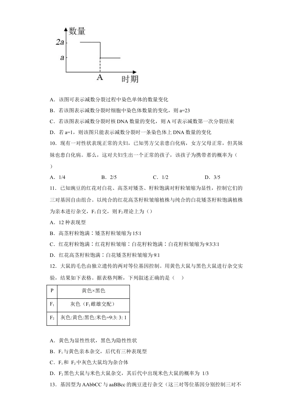 高中生物必修2 3月份检测卷02（提升练）（原卷版）.docx