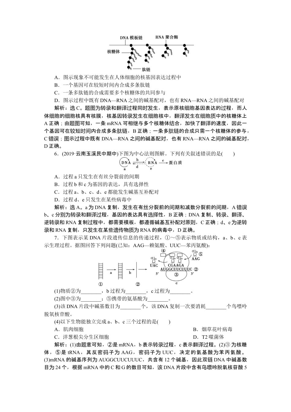 高中生物必修2 《第1节 基因指导蛋白质的合成》随堂达标检测.doc