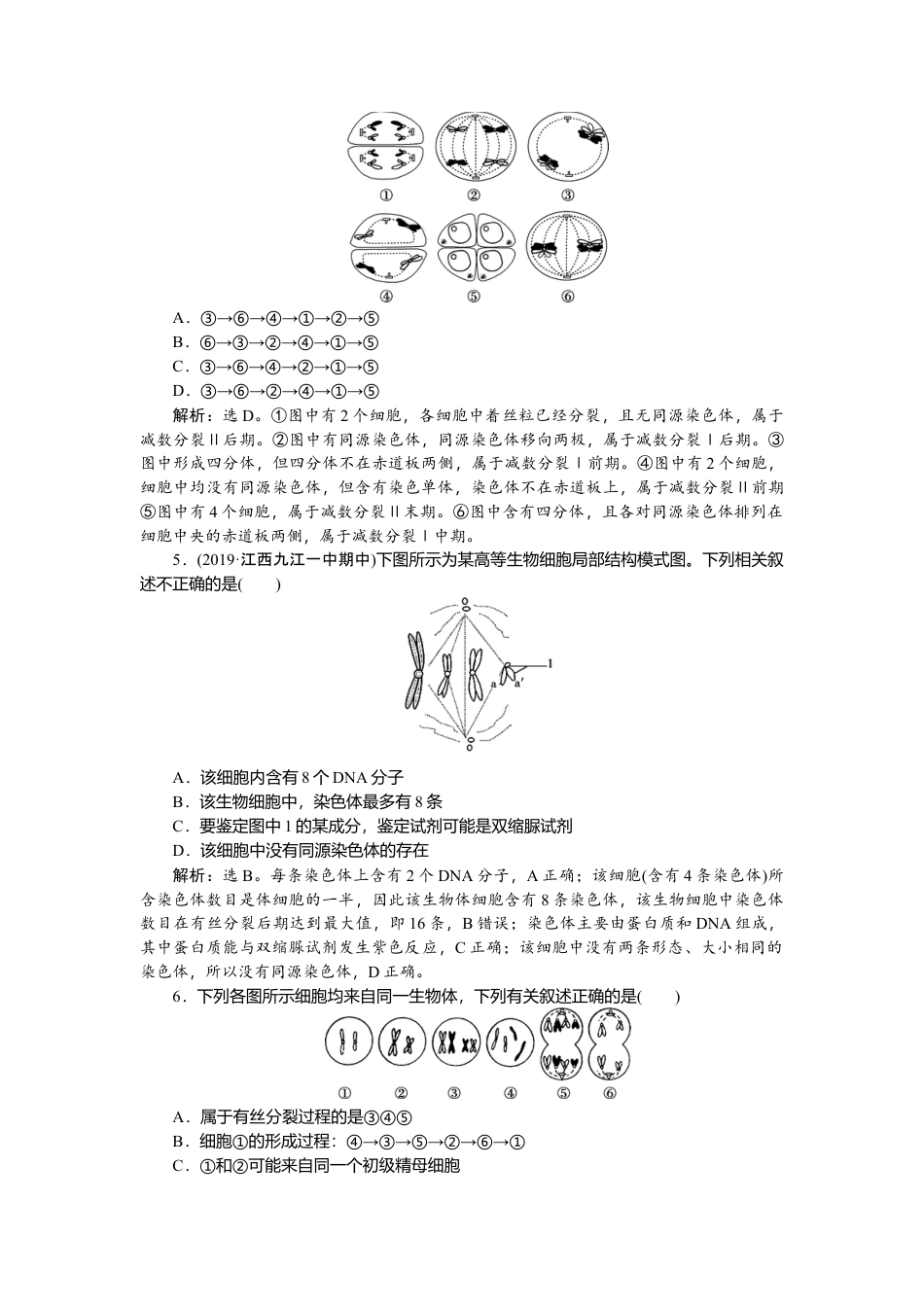 高中生物必修2 《第1节 减数分裂和受精作用》课时练习04.doc