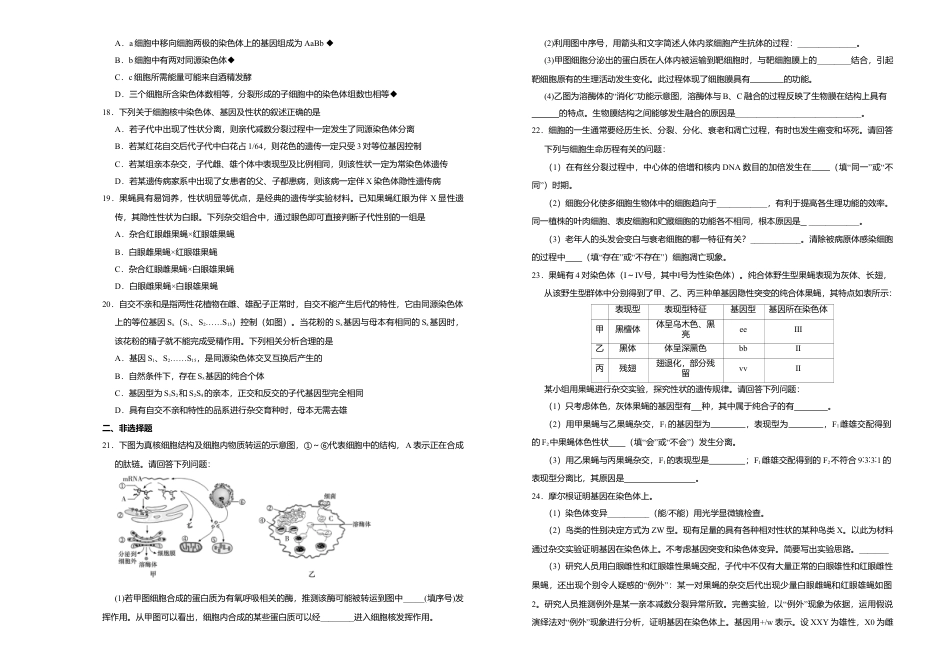 高中生物必修2 【原创】（新教材）2022-2023学年下学期高一第一次月考卷 生物（A卷）学生版.doc