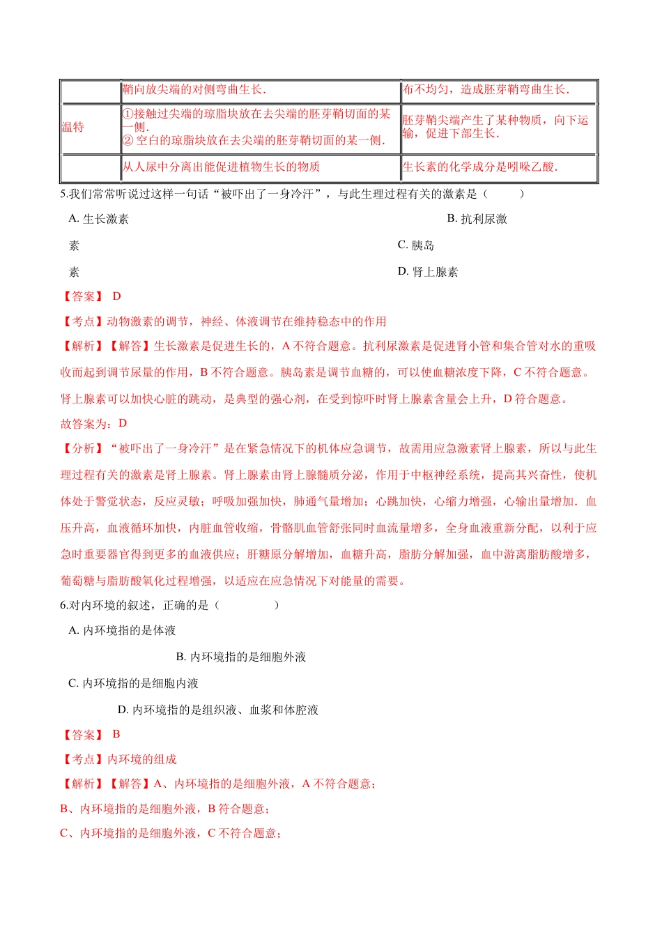 高中生物选修1 高二生物上学期期末测试卷01（人教版2019选择性必修1）（解析版）.docx