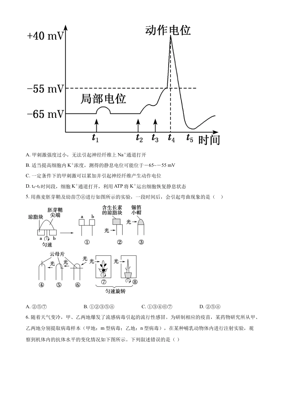 高中生物选修1 2022-2023学年高二上学期期中生物试题（原卷版） (1).docx