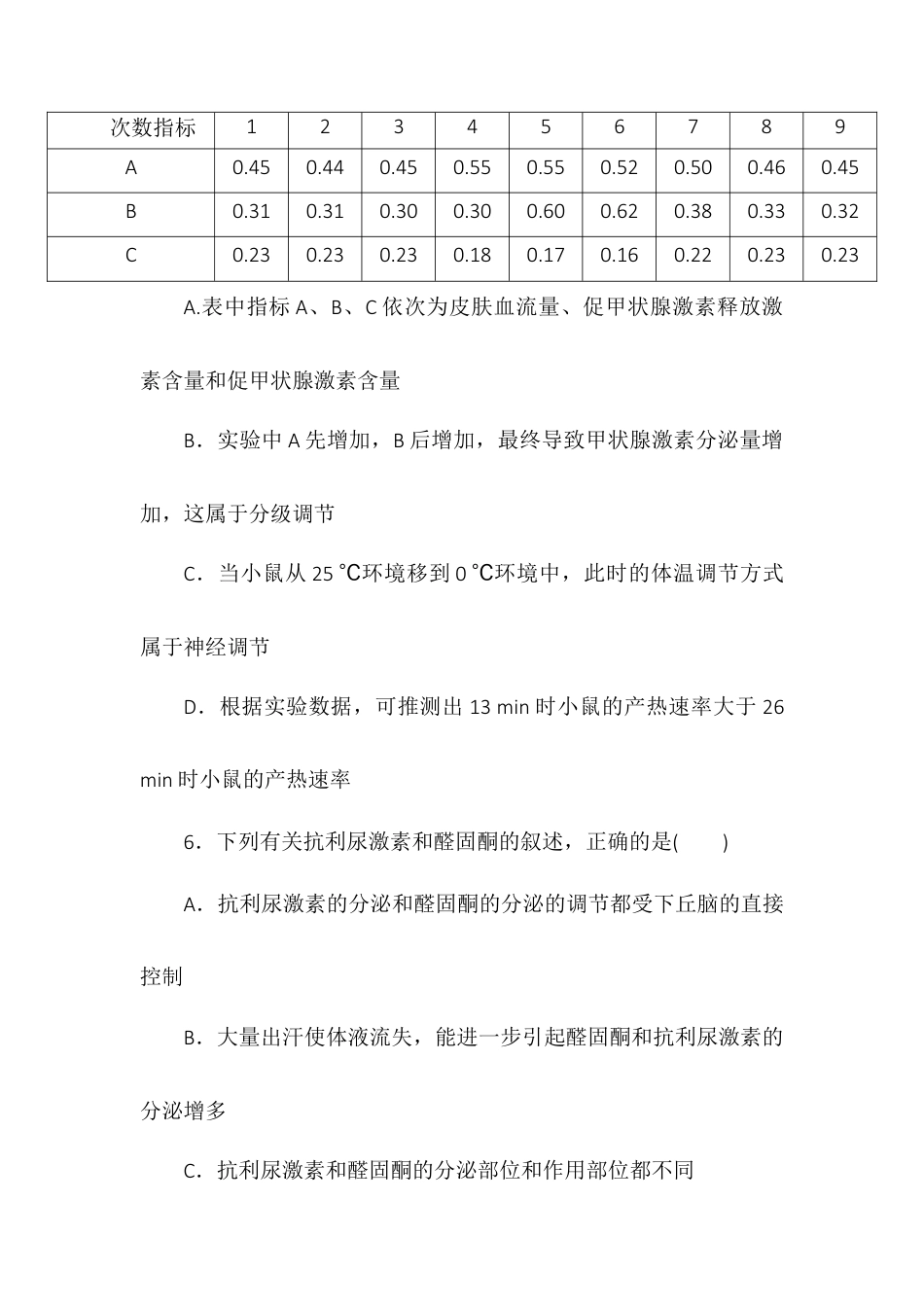 高中生物选修1 3.3体液调节与神经调节的关系同步练习2022-2023学年高二上学期生物人教版选择性必修1.docx
