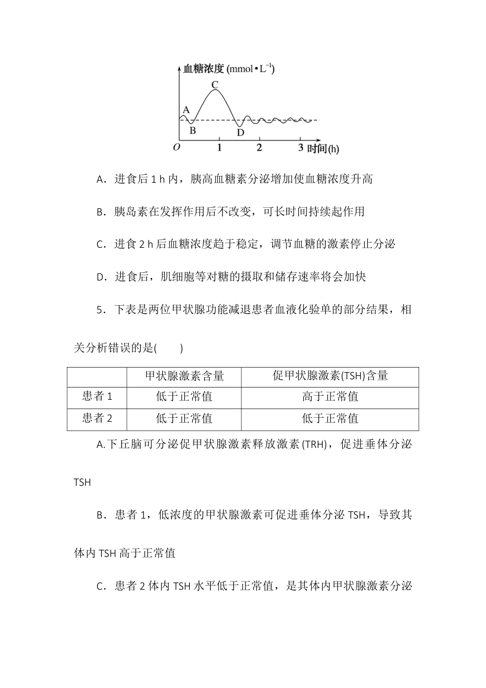 高中生物选修1 3.2激素调节的过程同步练习2022-2023学年高二上学期生物人教版选择性必修1.docx