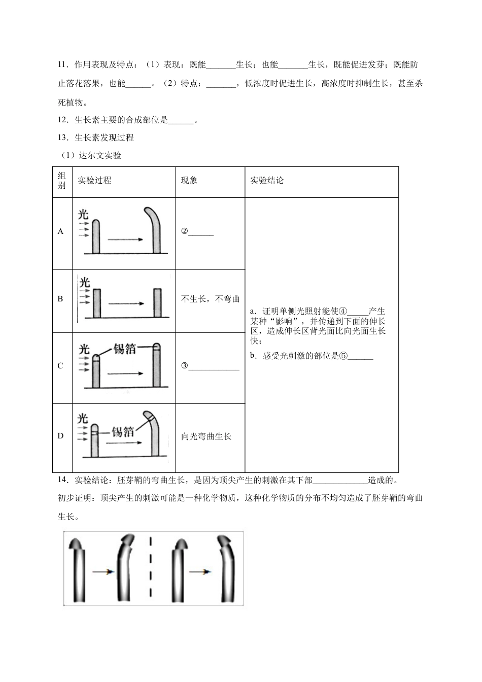 高中生物选修1 第5章 植物生命活动的调节 单元测试卷 2022-2023学年人教版（2019）高中生物选择性必修1.docx