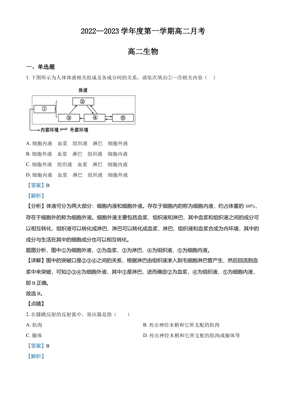 高中生物选修1 高二9月月考生物试题（解析版）.doc
