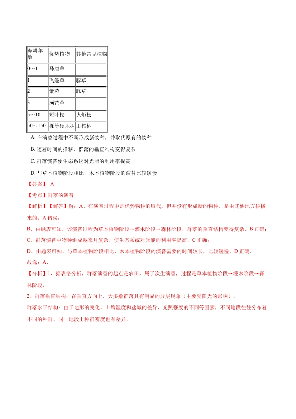 高中生物选修2 2020-2021学年高二生物上学期期末测试卷03（人教版2019选择性必修2）（解析版）.docx