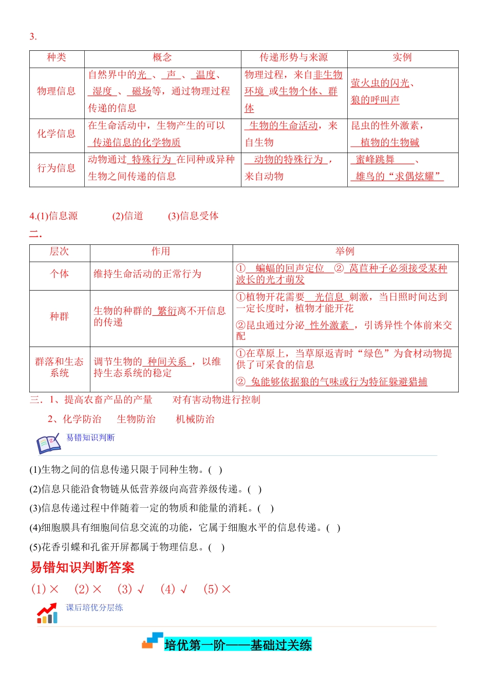 高中生物选修2 3.4 生态系统的信息传递（解析版）.docx