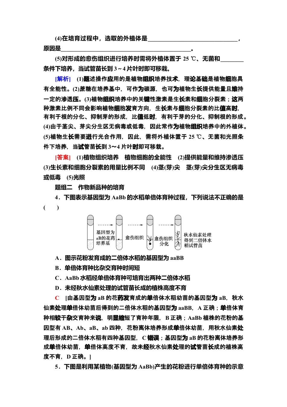 6 植物细胞工程的应用 课后作业【新教材】人教版（2019）高中生物选择性必修3.doc