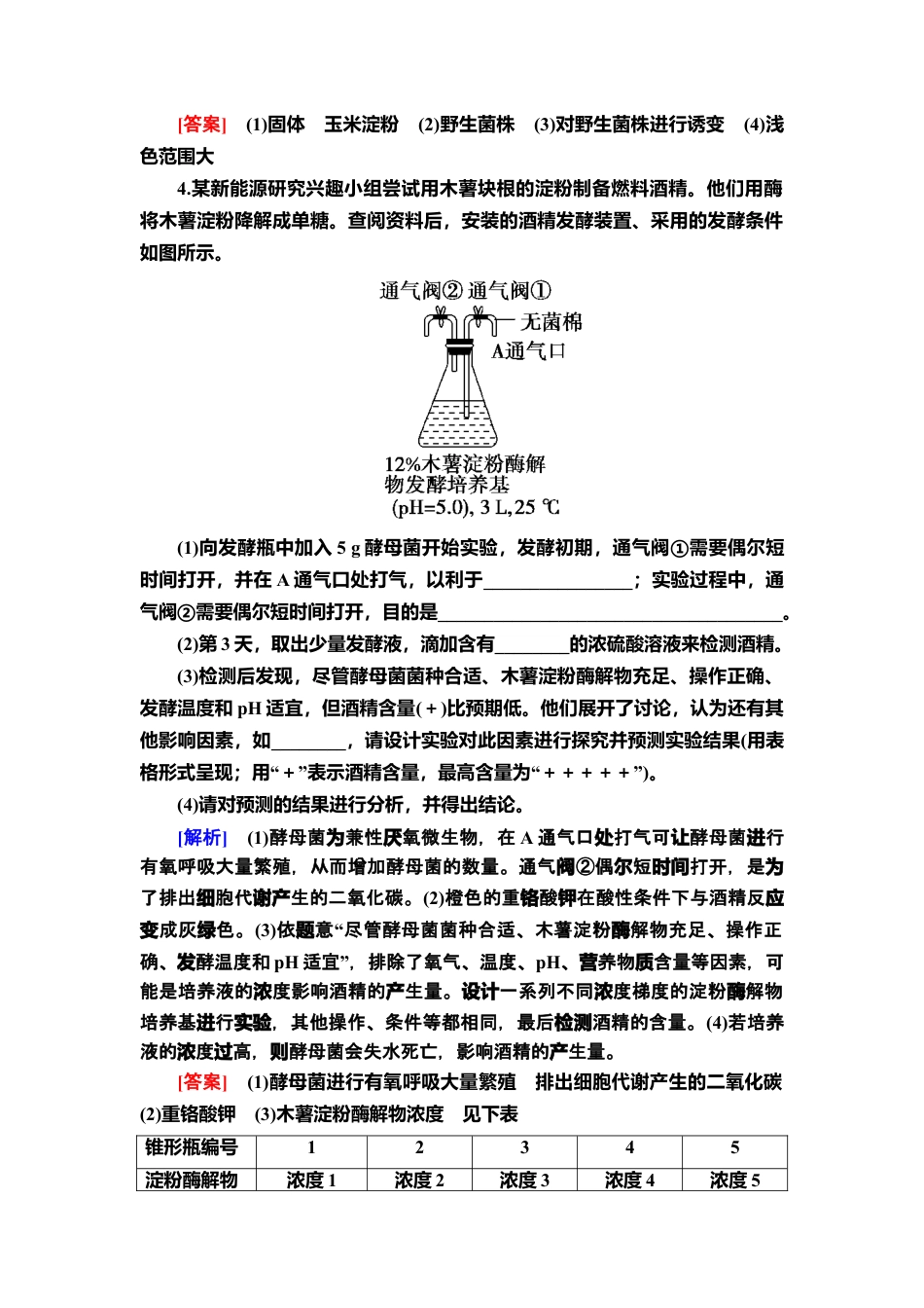 4 发酵工程及其应用 课后作业【新教材】人教版（2019）高中生物选择性必修3.doc