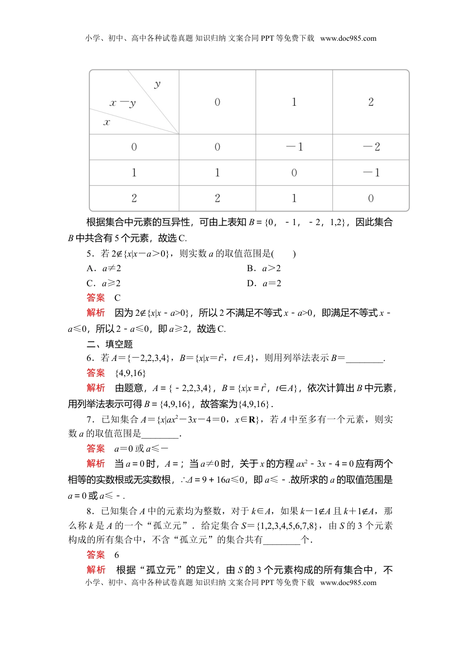 高中数学 必修1第一章  1．1  课后课时精练.doc