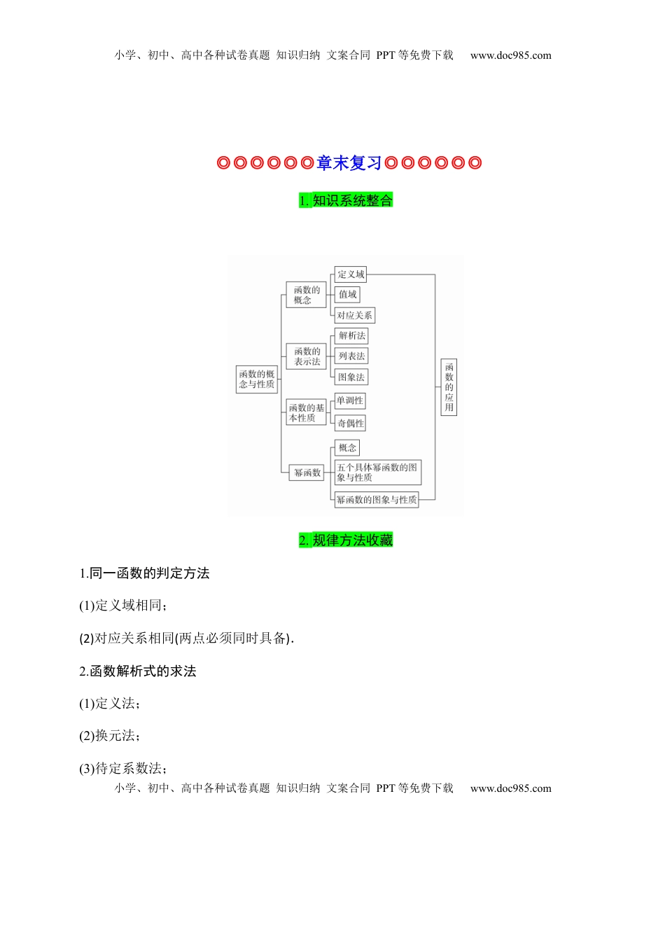高中数学 必修1专题12 函数的概念与性质（知识梳理）-高一数学单元复习（人教A版2019必修第一册）.docx