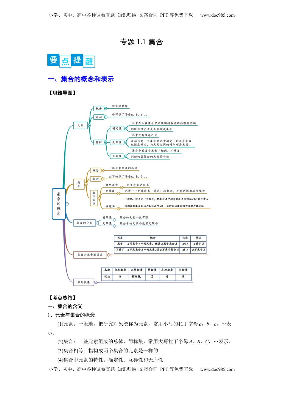 高中数学 必修1专题1.1 集合（解析版）.docx