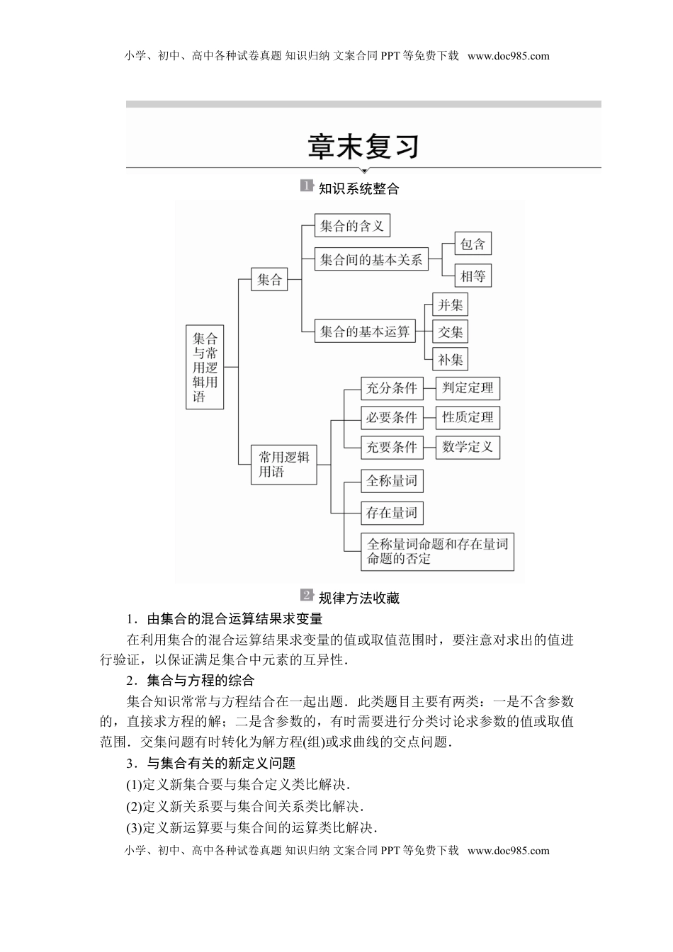 高中数学 必修1第一章  章末复习.doc