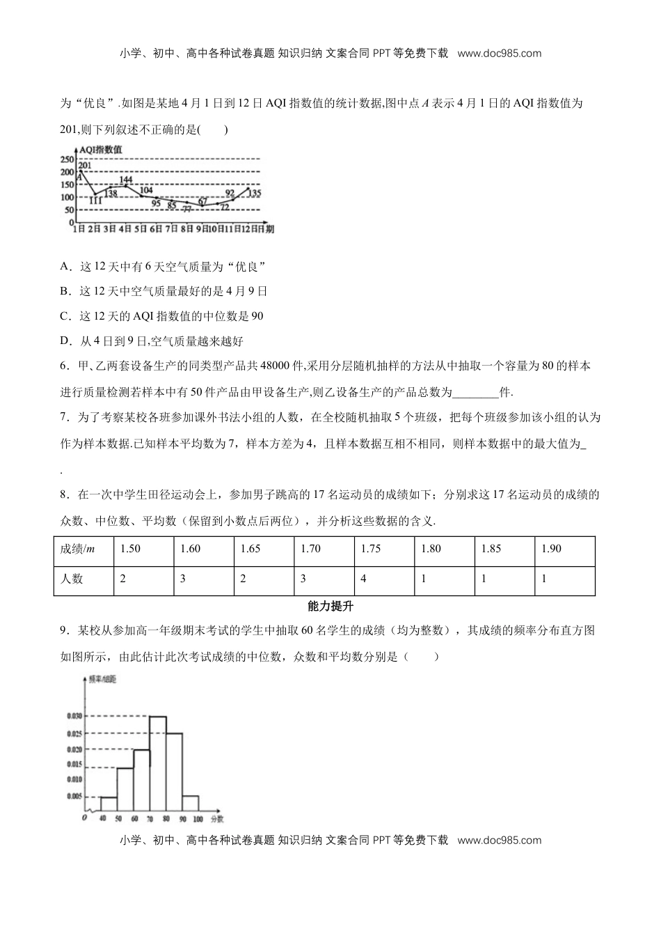 高中数学 必修2   【新教材精创】9.3 统计案例 公司员工的肥胖情况调查分析 同步练习（2）（原卷版）.docx