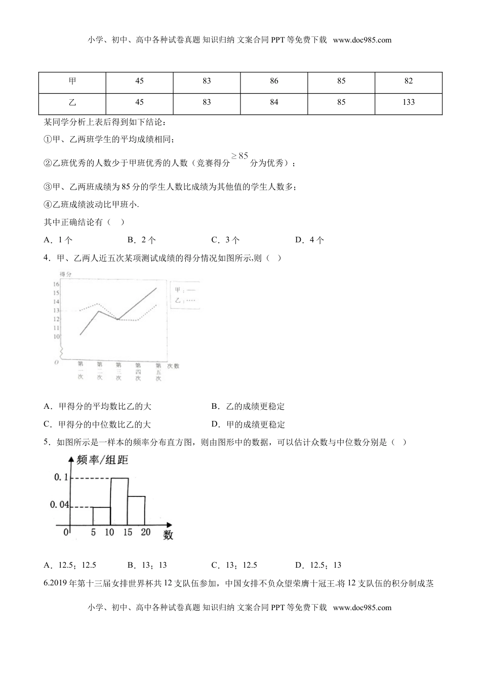 高中数学 必修2   9.2.3 总体集中趋势的估计（原卷版）.doc