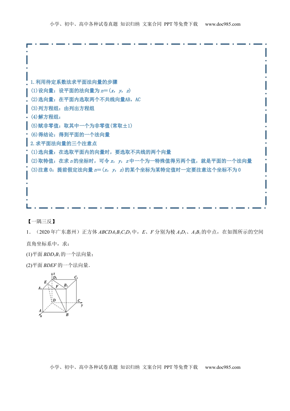 高中数学 选修1 1.4.1 空间向量的应用（一）（精讲）（原卷版）.docx