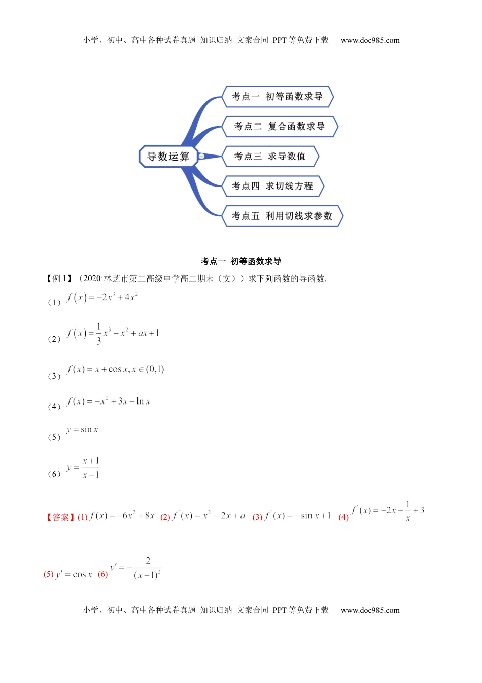 高中数学 选修2 5.2 导数的运算（精讲）（解析版）.docx