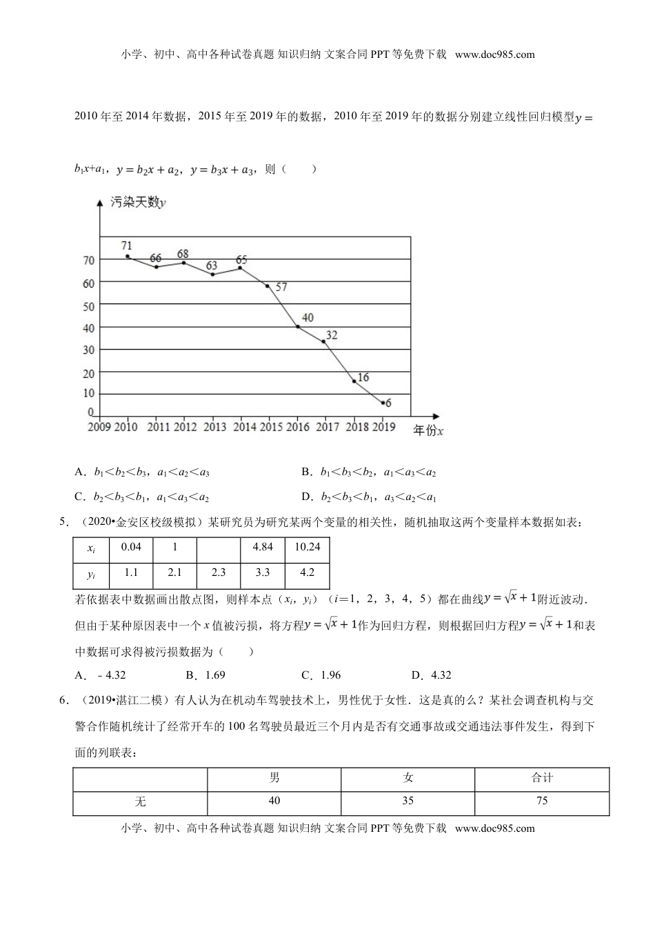 高中数学 选修3第08章 成对数据的统计分析（B卷提高卷）（原卷版）.doc
