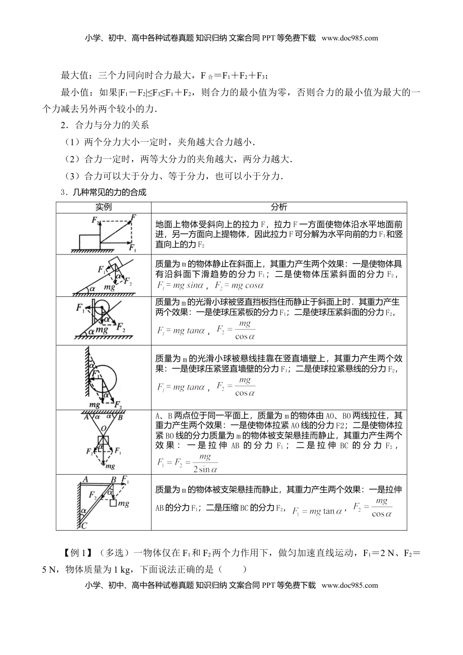 高中物理 必修1  第3.4课时 力的合成（解析版）.doc