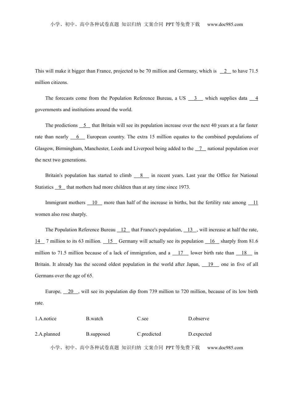 Unit 5 Working the land（基础过关）高二英语单元测试定心卷（人教版2019选择性必修第一册）（原卷版）.docx