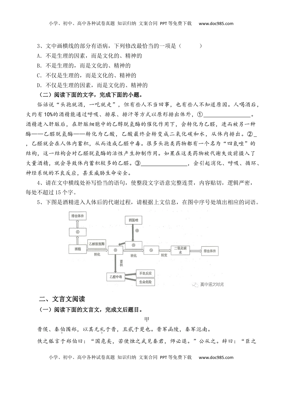 高中语文 必修下  第2课《烛之武退秦师》-【教考融合】2022-2023学年高一下学期语文同步练习（统编版必修下册）（解析版）.docx