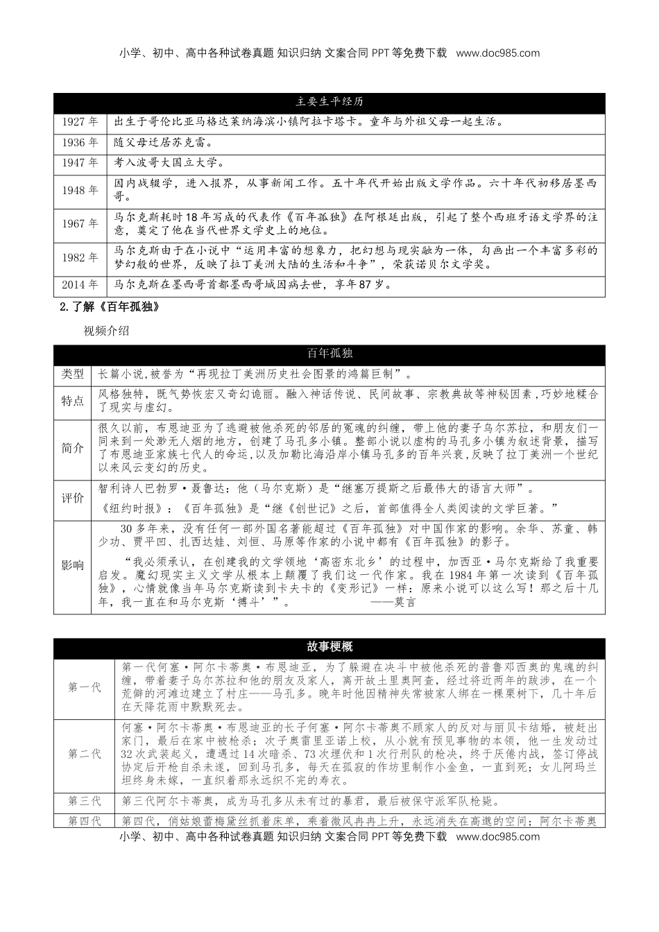 高中语文 选修上  11《百年孤独（节选）》（教学设计）-【上好课】2022-2023学年高二语文选择性必修上册同步备课系列（统编版）_new.docx