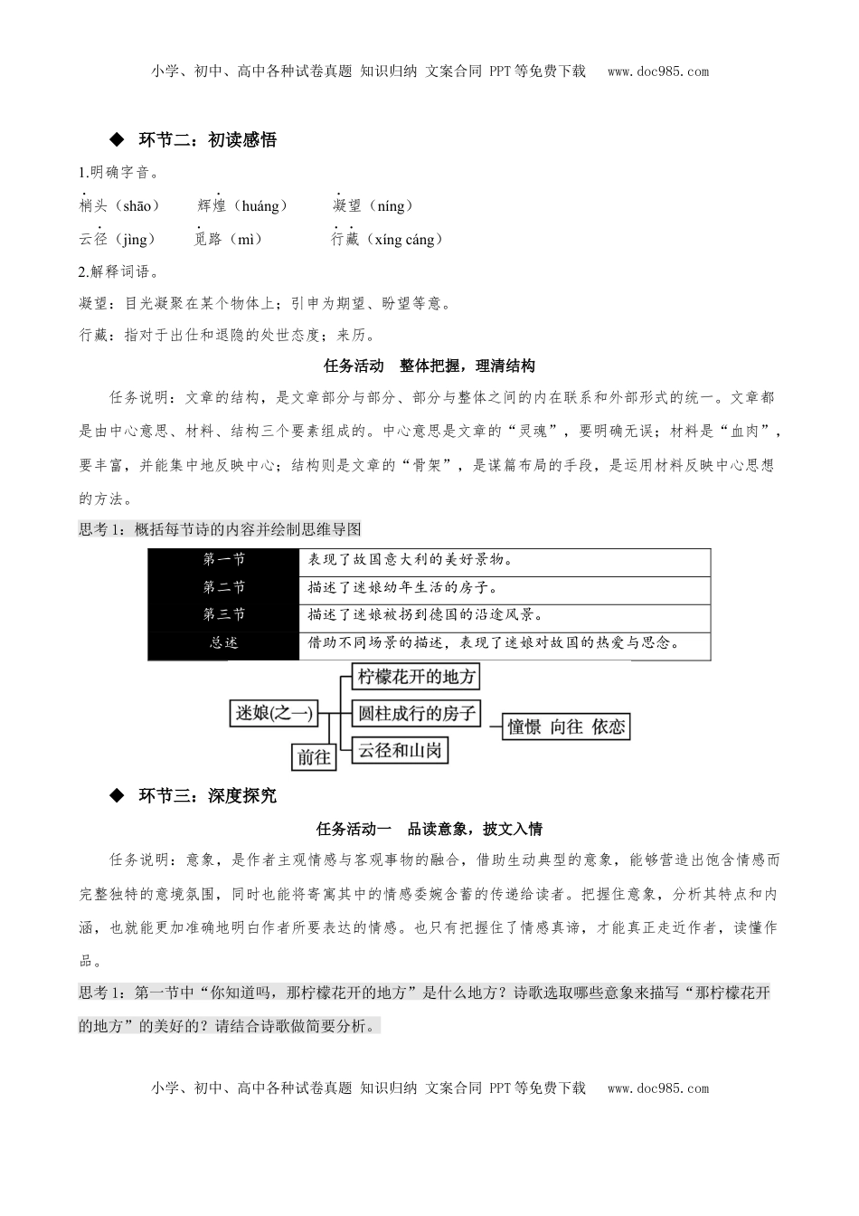 高中语文 选修中  13.1+《迷娘（之一）》（教学设计）-2022-2023学年高二语文选择性必修中册同步备课系列（统编版）_new.docx