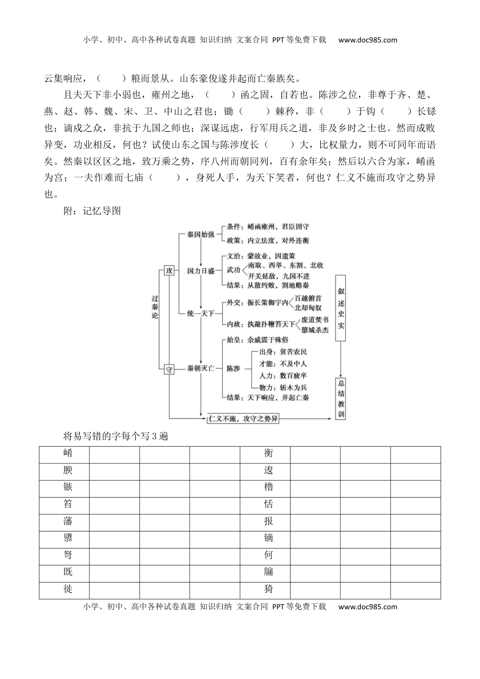 高考语文复习 第13篇《过秦论》（上）（解析版）.docx