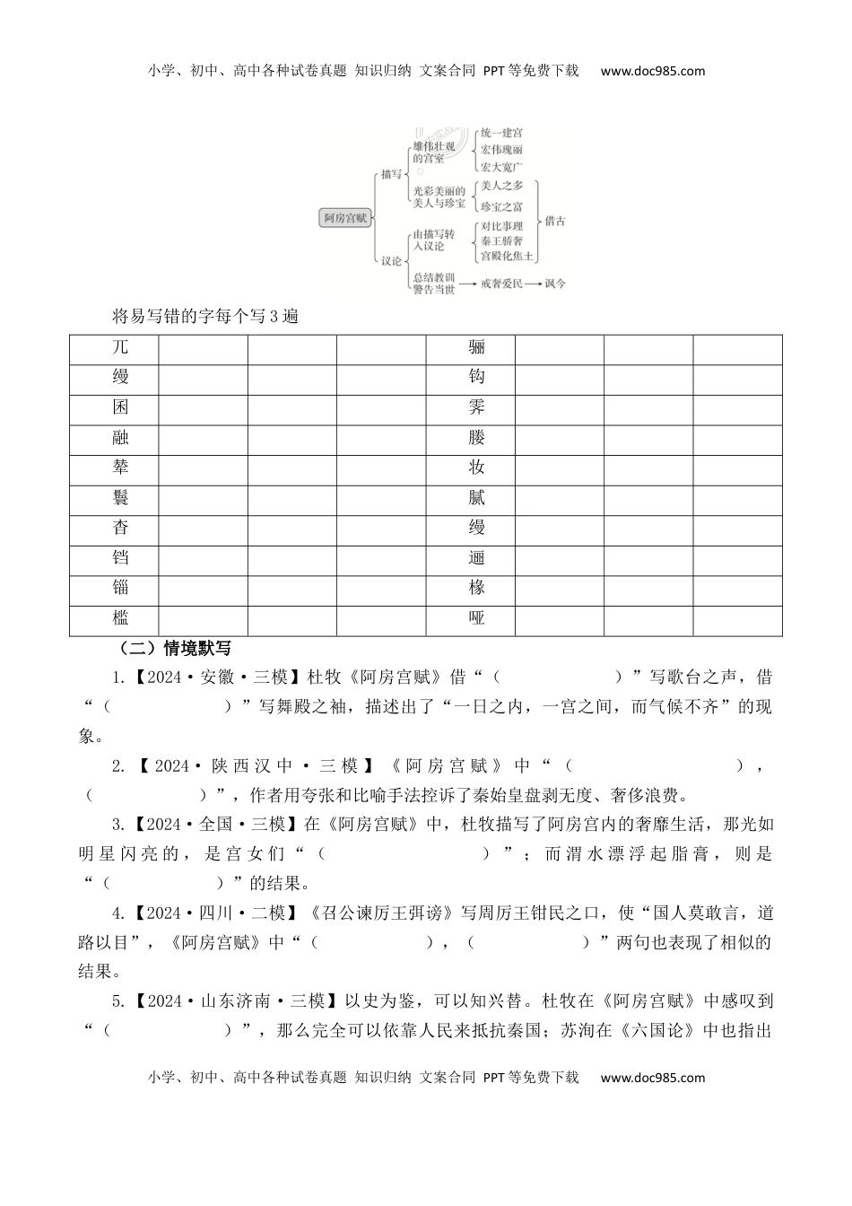 高考语文复习 第6篇《阿房宫赋》（解析版）.docx