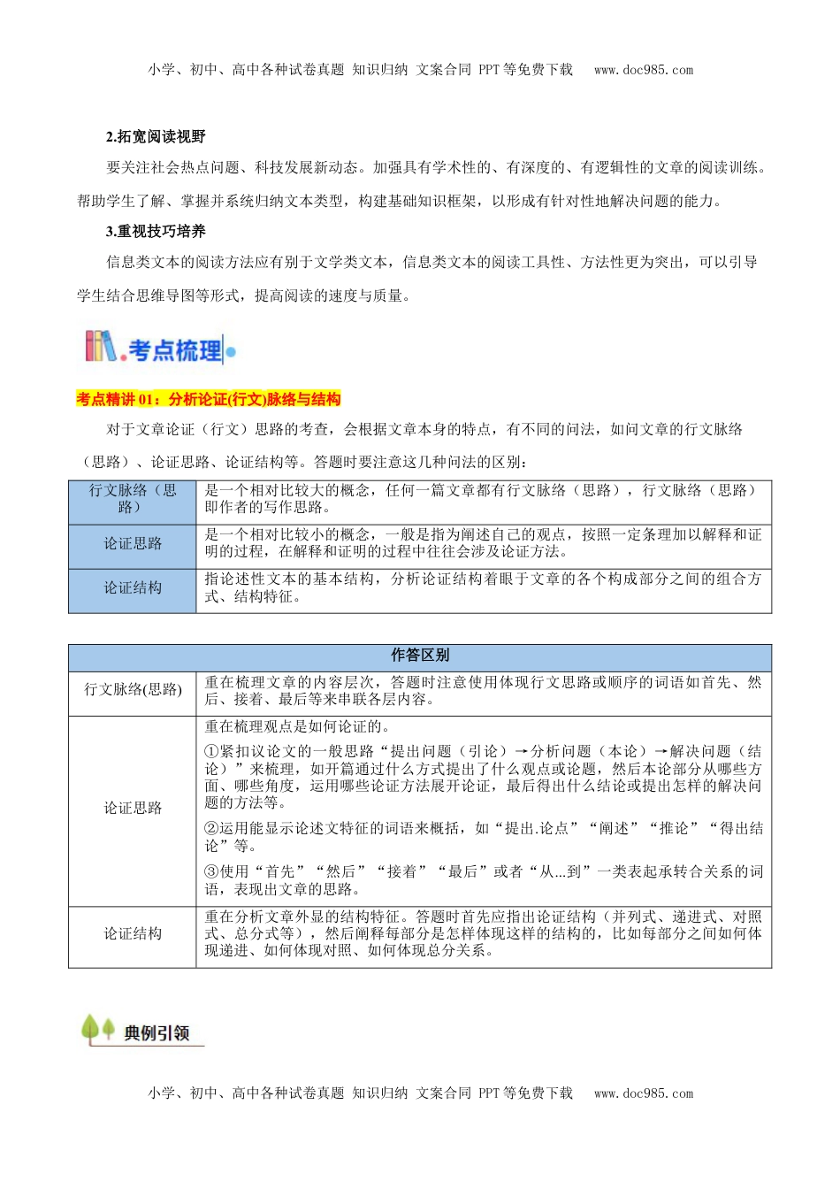 高考语文复习 考点06 脉络结构、建议启示与文本特征-备战2025年高考语文一轮复习考点帮（新高考通用）（原卷版）.docx