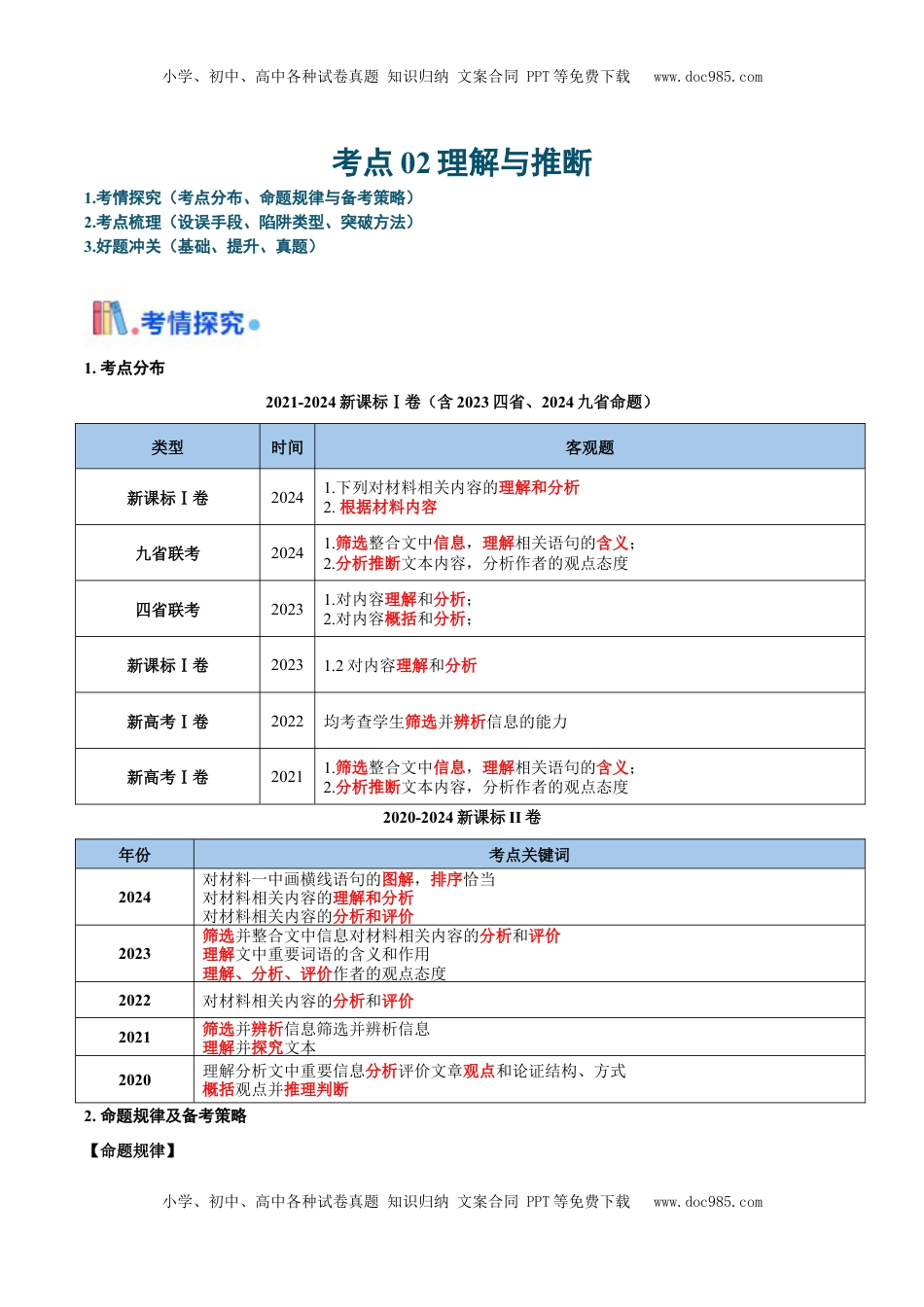 高考语文复习 考点02 理解与推断-备战2025年高考语文一轮复习考点帮（新高考通用）（解析版）.docx