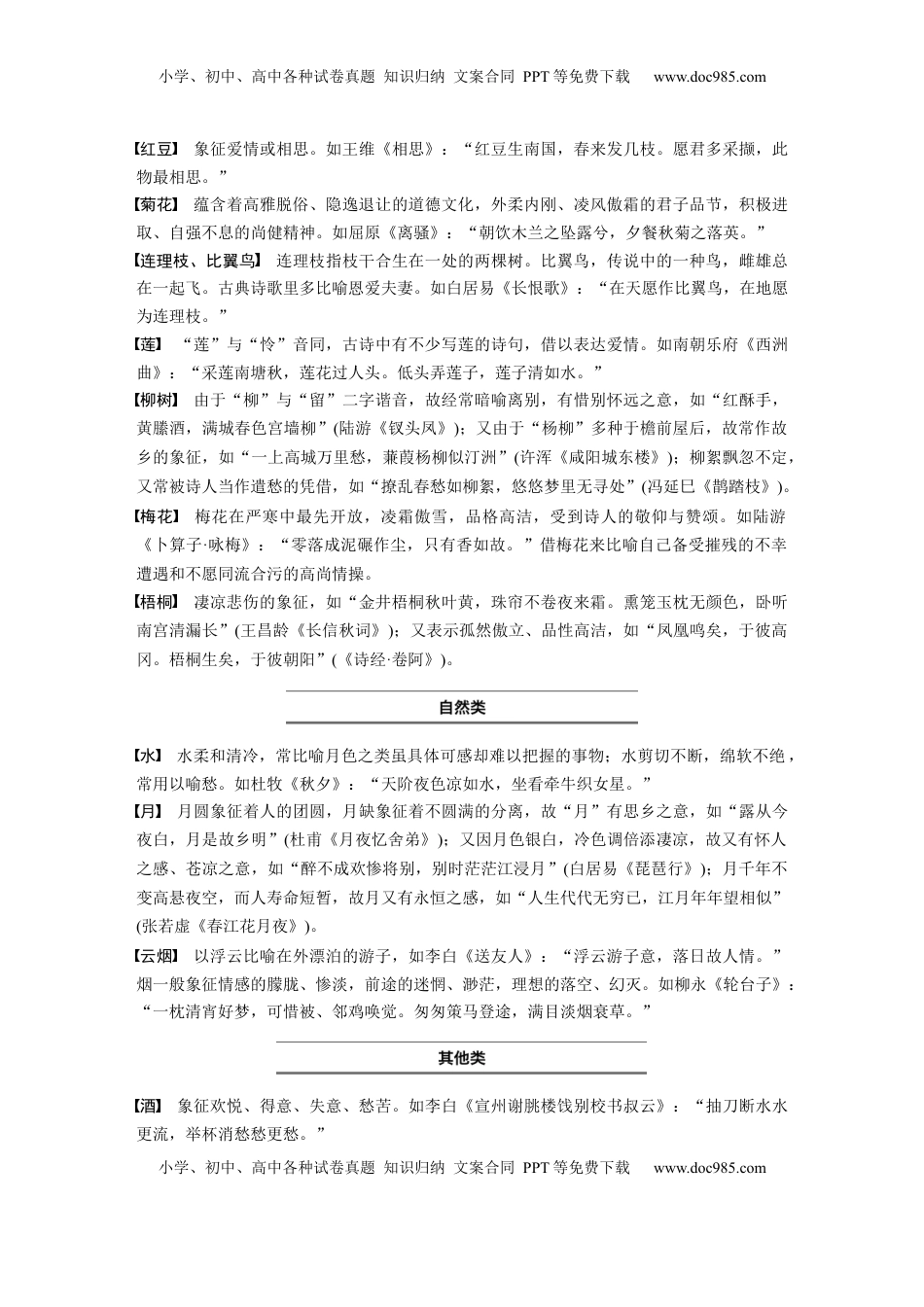高考语文复习 必背六　古诗词常见意象内涵.docx