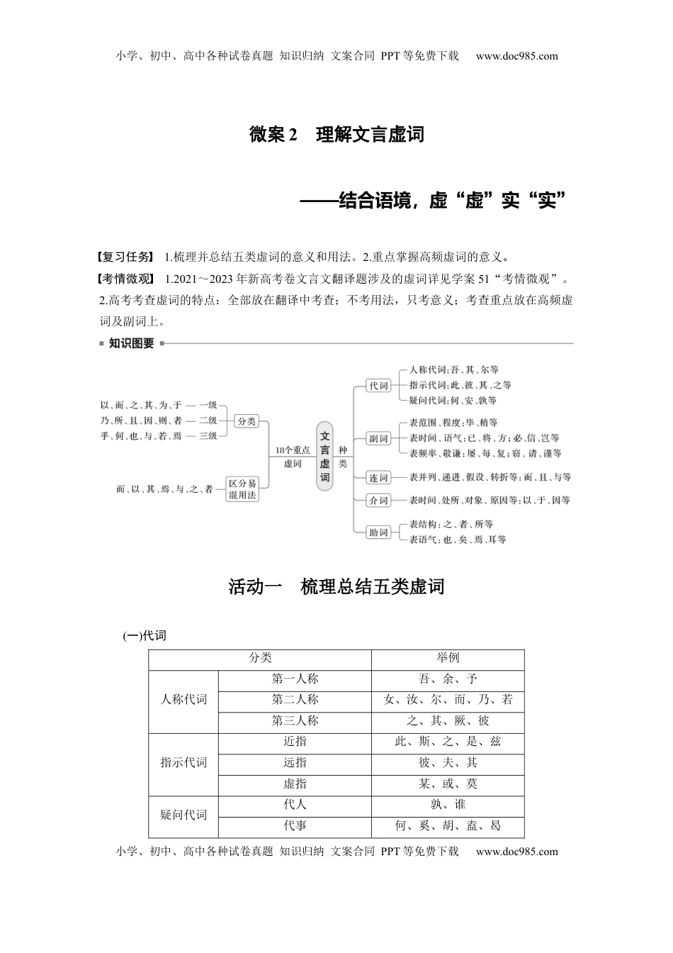 高考语文复习 板块五　微案2　理解文言虚词——结合语境，虚“虚”实“实”.docx