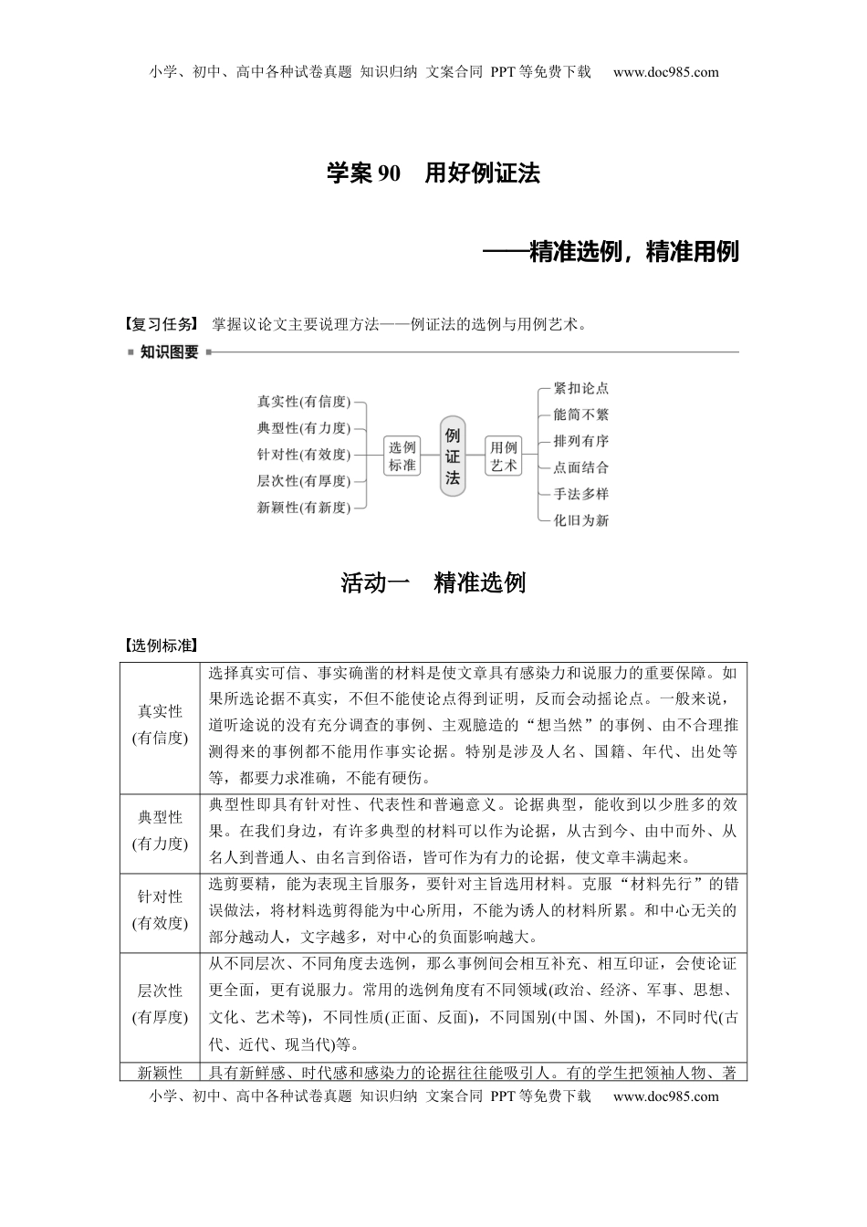 高考语文复习 板块十　学案90　用好例证法——精准选例，精准用例.docx