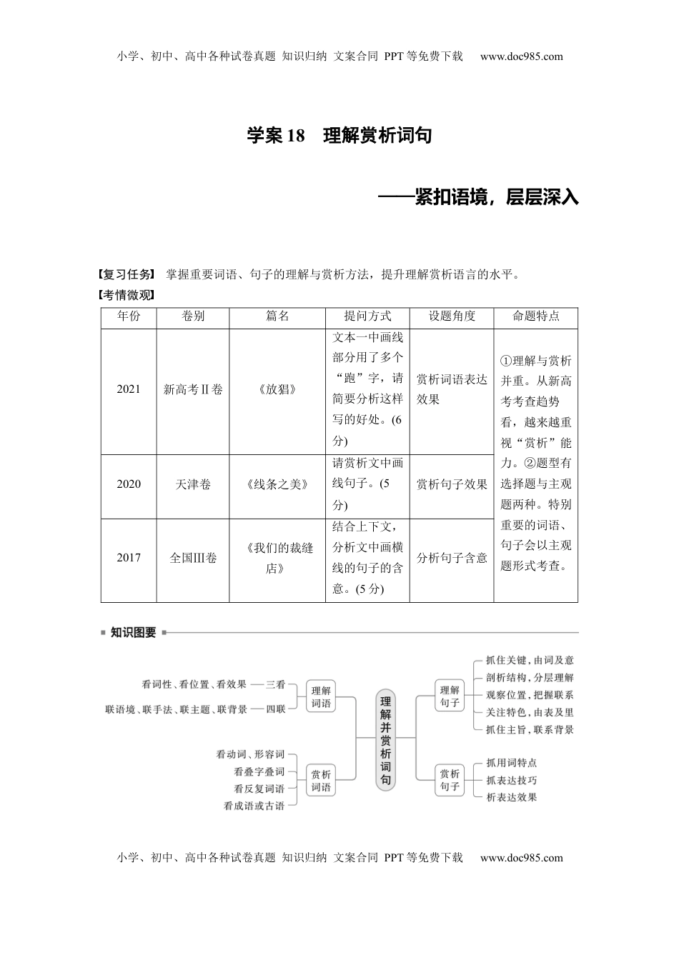 高考语文复习 板块三　学案18　理解赏析词句——紧扣语境，层层深入.docx
