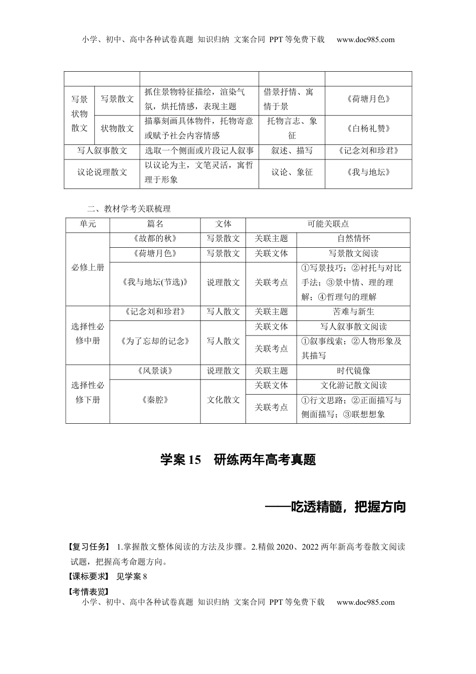 高考语文复习 板块三　学案15　研练两年高考真题——吃透精髓，把握方向.docx