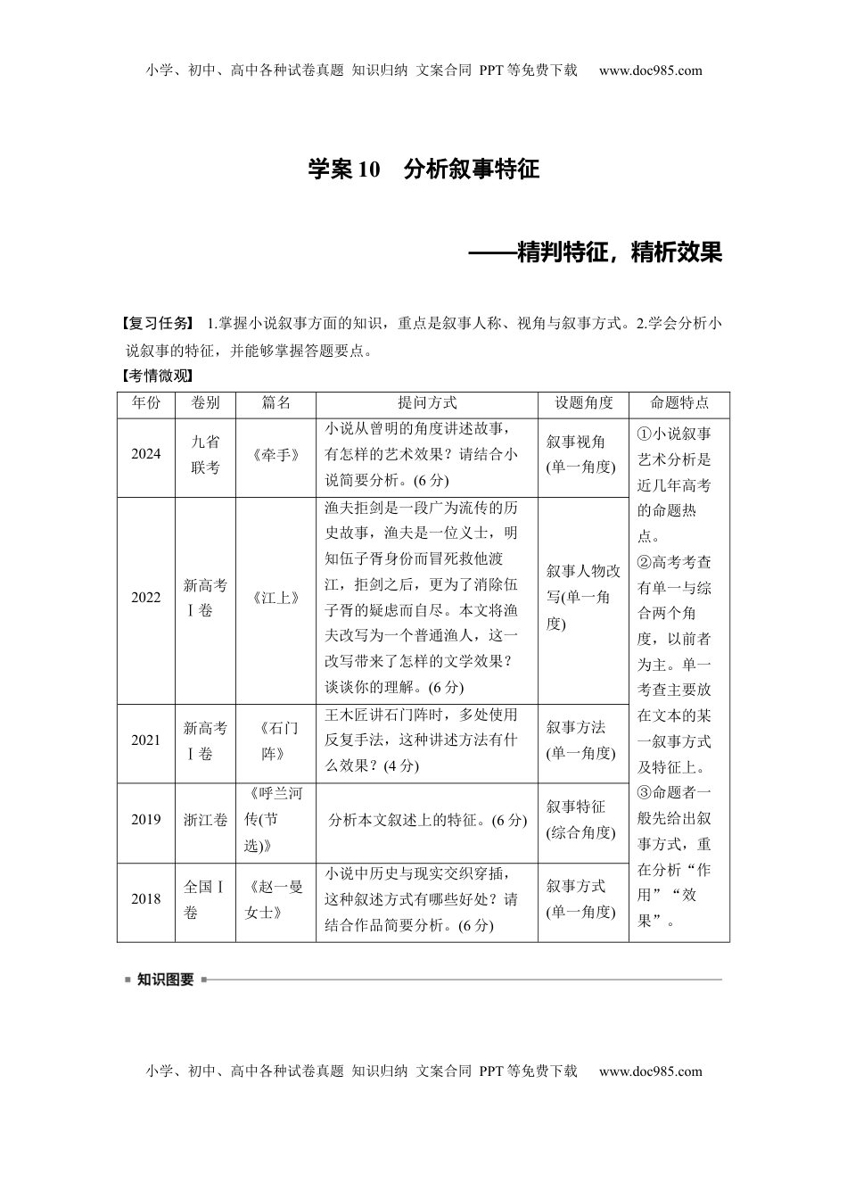 高考语文复习 板块二　学案10　分析叙事特征——精判特征，精析效果.docx