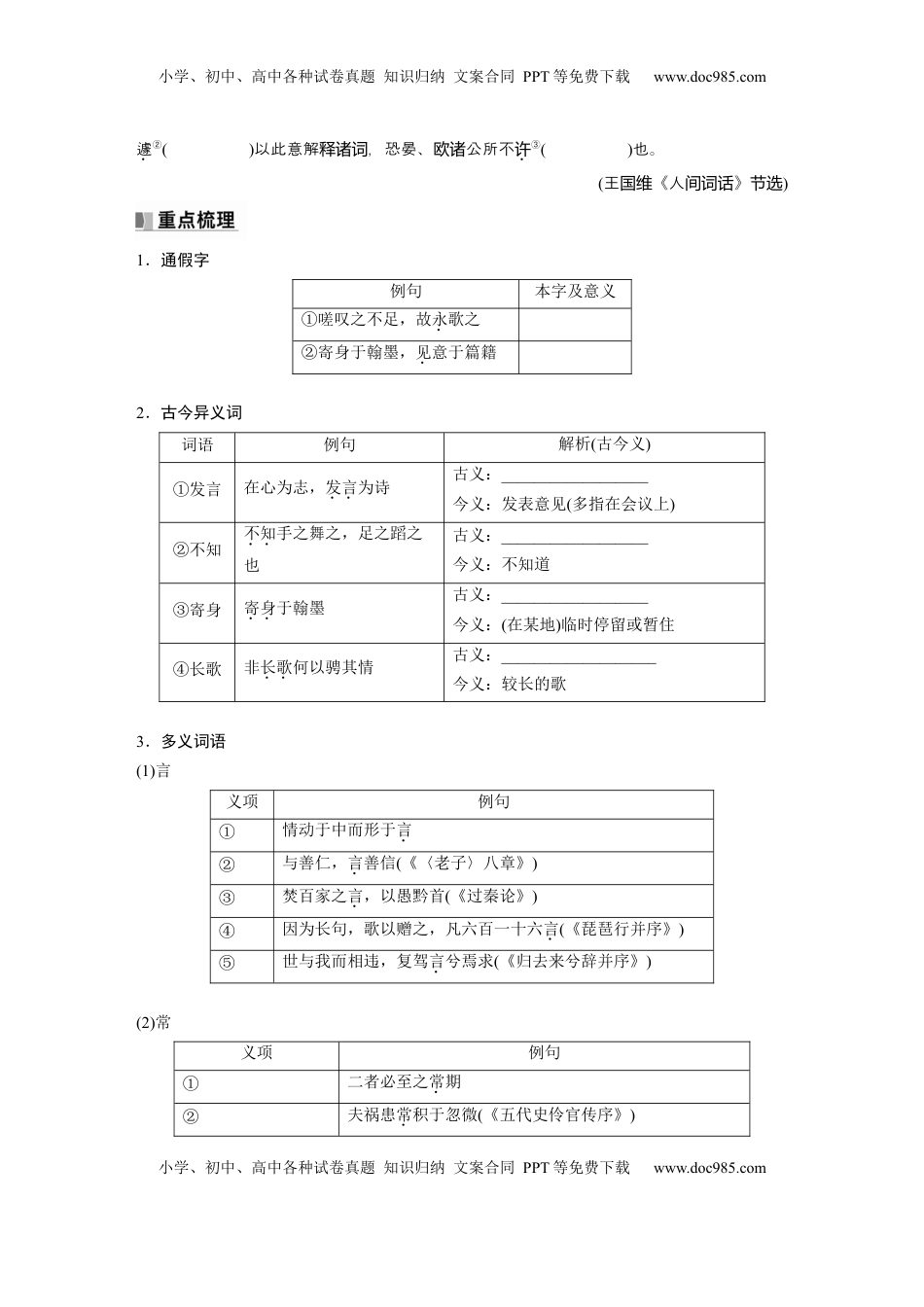 高考语文复习 选修(二)　单篇梳理8　古代文论选段.docx