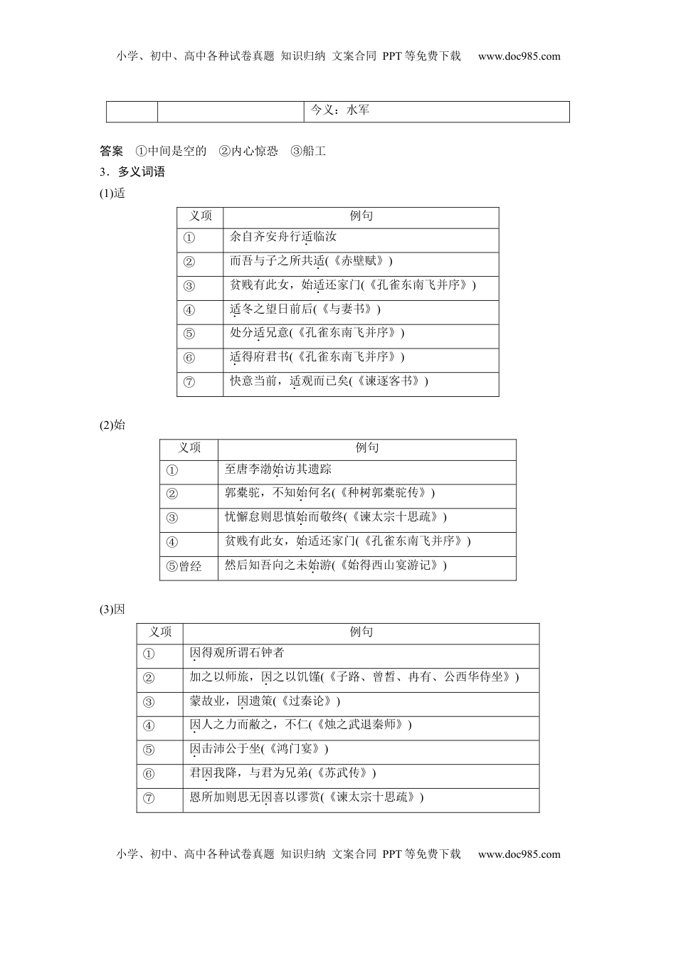 高考语文复习 选择性必修下册(二)　单篇梳理6　石钟山记 (1).docx