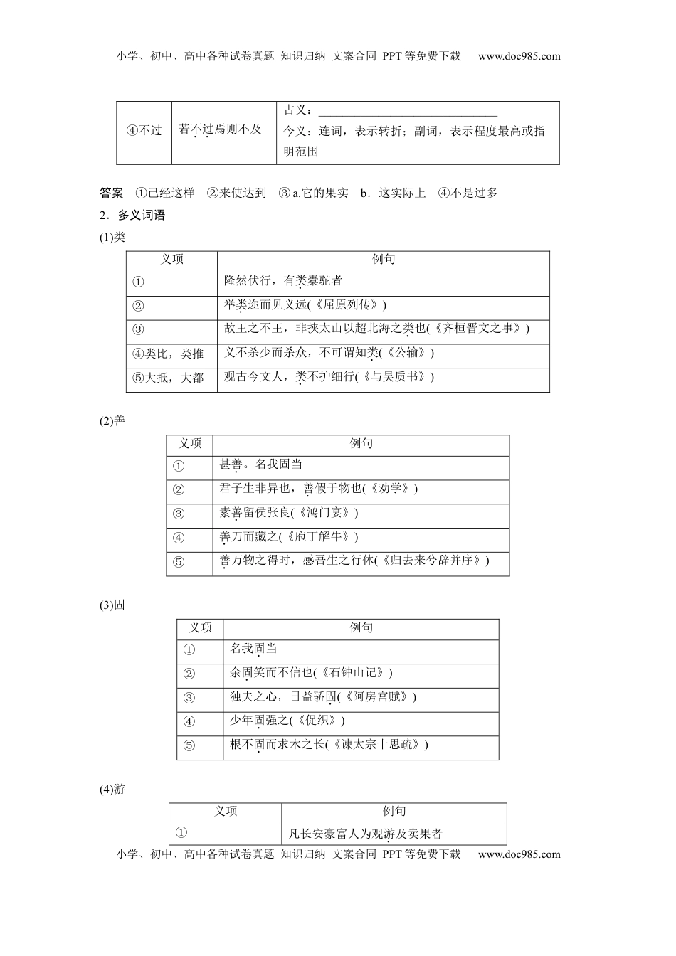 高考语文复习 选择性必修下册(二)　单篇梳理5　种树郭橐驼传 (1).docx