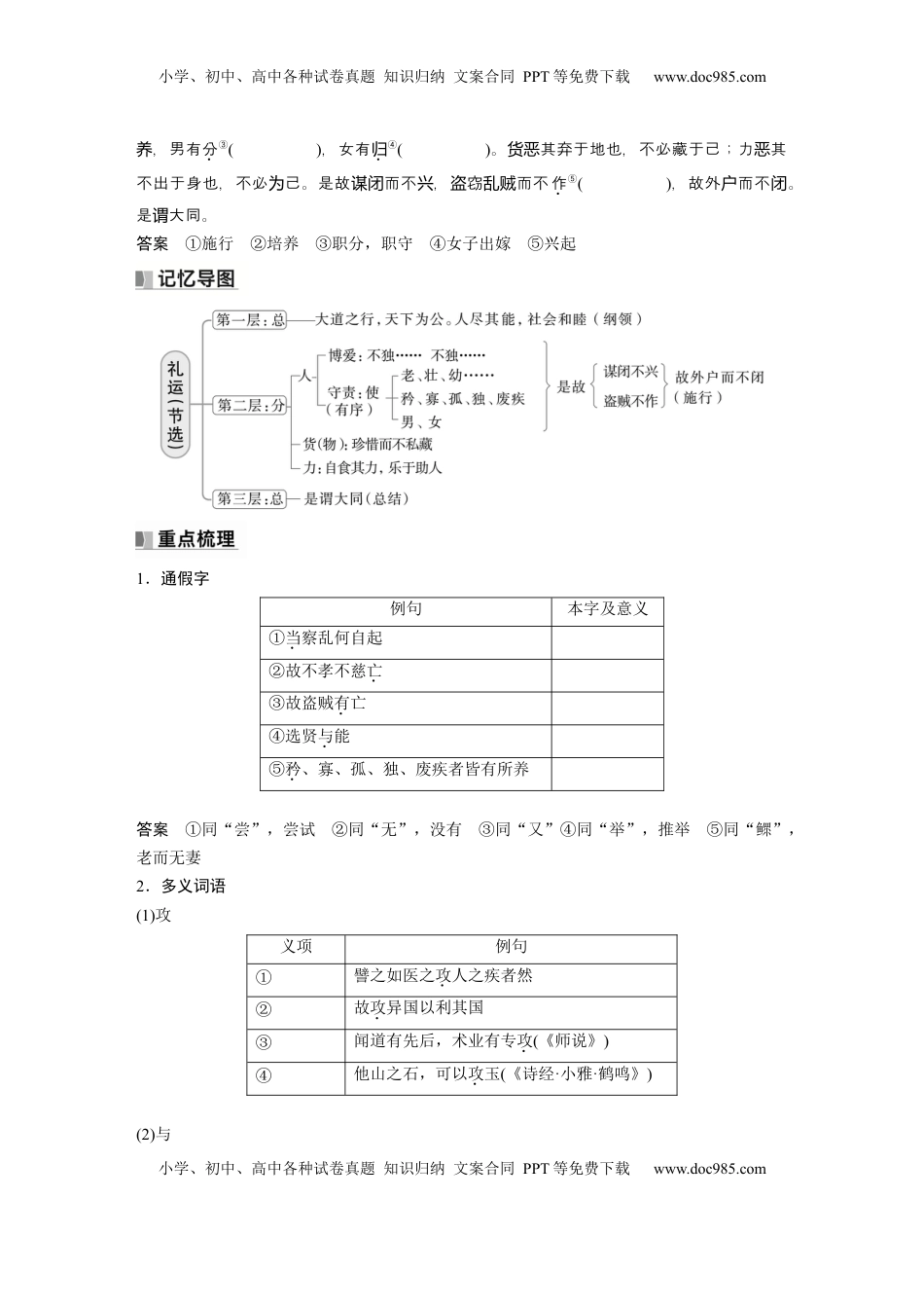 高考语文复习 选择性必修上册　单篇梳理6～7　兼爱　礼运(节选) (1).docx