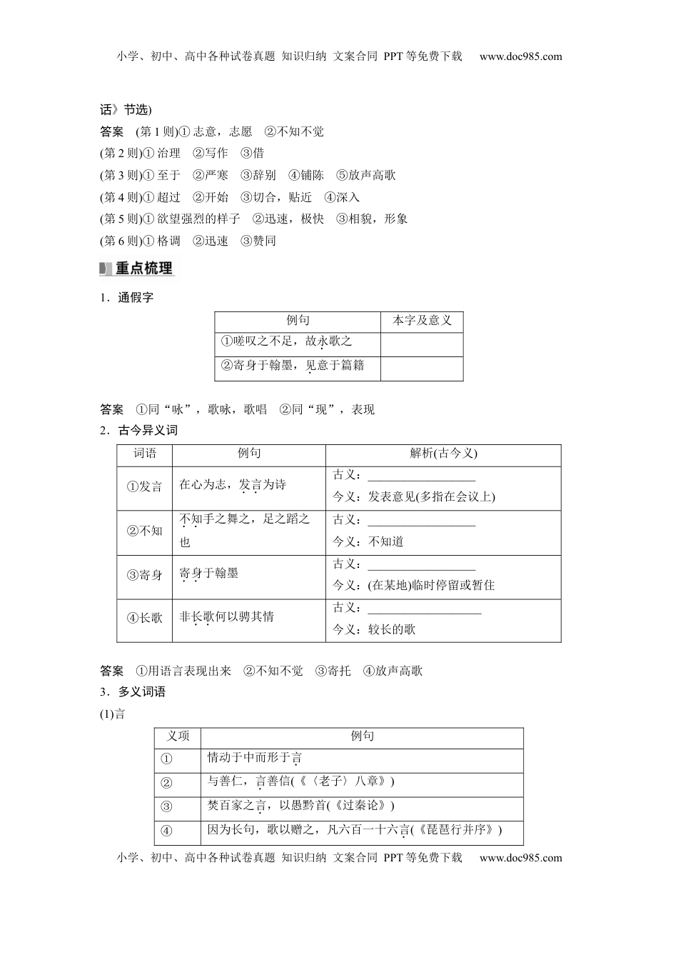 高考语文复习 选修(二)　单篇梳理8　古代文论选段 (1).docx